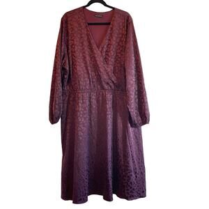 Lane Bryant Women's Satin Animal Print Elastic Waist Midi Dress